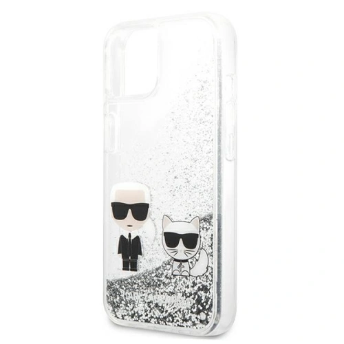 Kup Etui Karl Lagerfeld KLHCP13SGKCS Apple iPhone 13 mini srebrny/silver hardcase Liquid Glitter Karl&Choupette - KLD683SLV - {ean13} - Sklep Home Screen