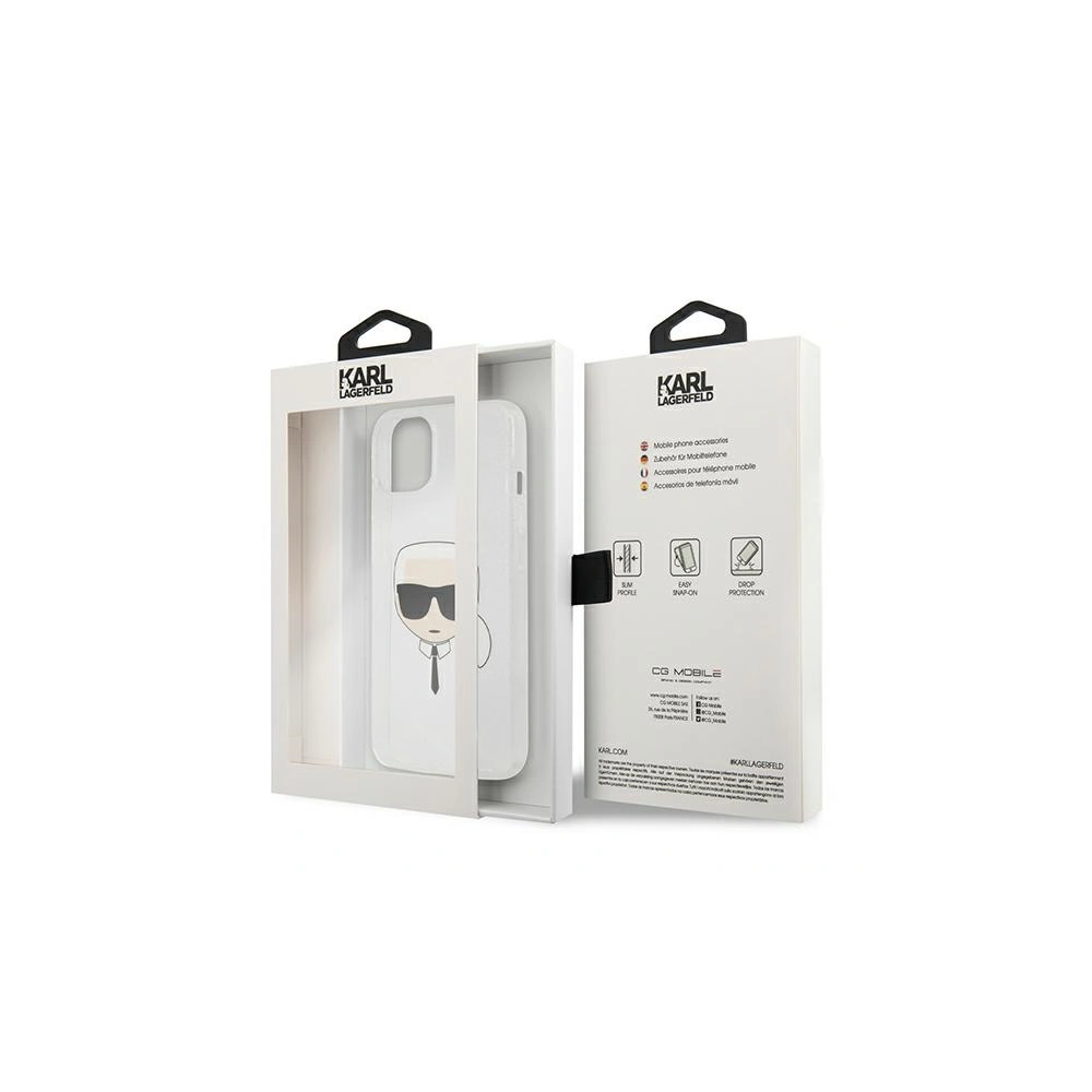 Etui Karl Lagerfeld KLHCP13SKHTUGLS Apple iPhone 13 mini srebrny/silver hardcase Glitter Karl`s Head