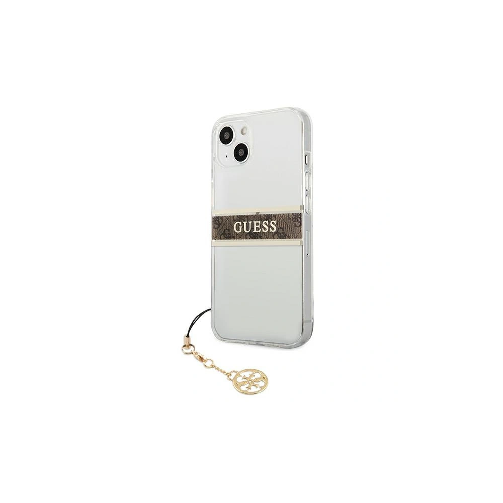 Etui Guess GUHCP13SKB4GBR Apple iPhone 13 mini Transparent hardcase 4G Brown Strap Charm