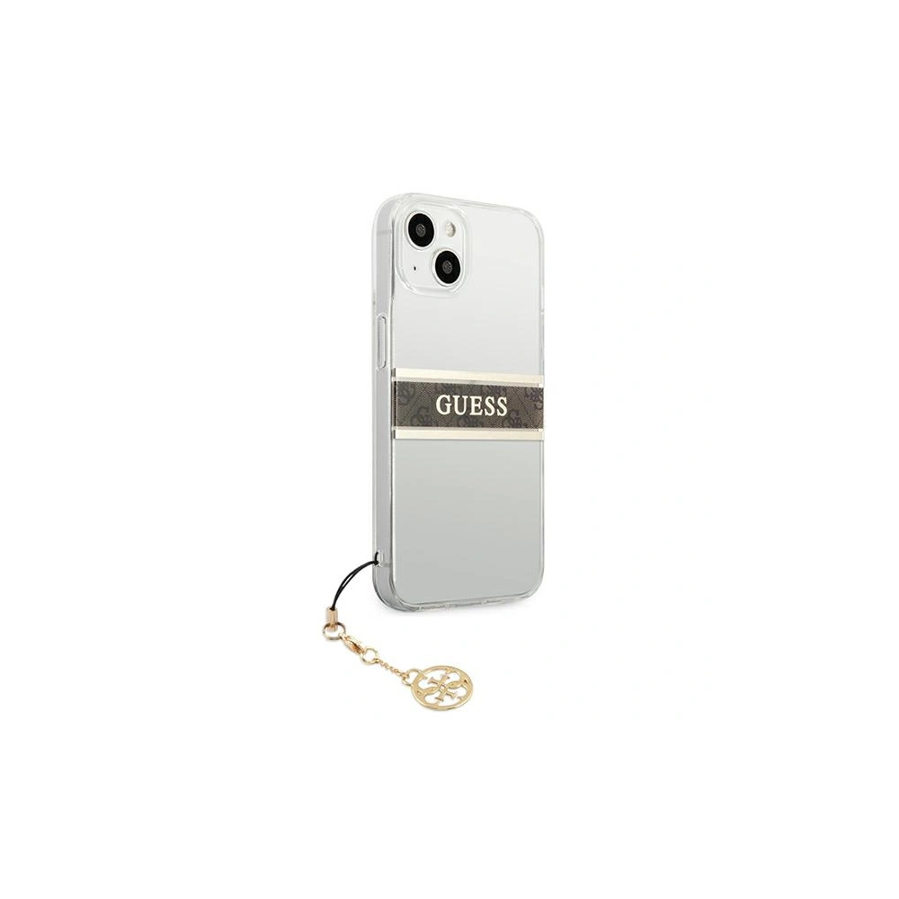 Etui Guess GUHCP13SKB4GBR Apple iPhone 13 mini Transparent hardcase 4G Brown Strap Charm