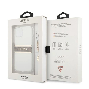 Kup Case Guess GUHCP13SKB4GBR Apple iPhone 13 mini Transparent Hardcase 4G Brauner Strap Charm - GUE1327CL - {ean13} - Sklep Home Screen