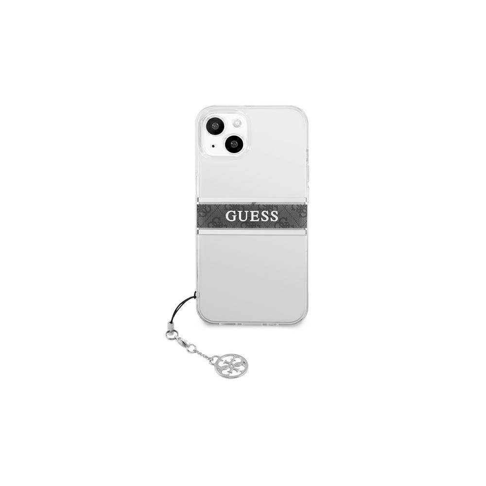Etui Guess GUHCP13SKB4GGR Apple iPhone 13 mini Transparent hardcase 4G Grey Strap Charm