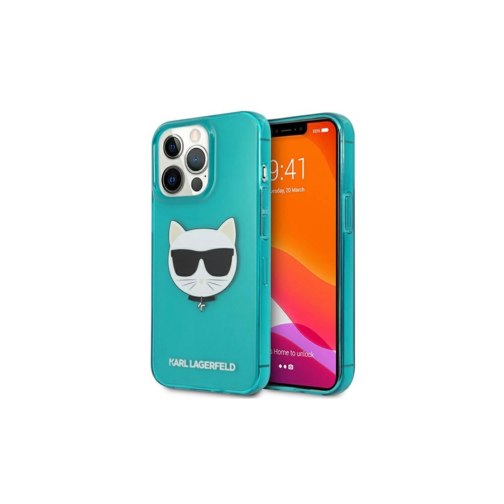 Etui Karl Lagerfeld KLHCP13XCHTRB Apple iPhone 13 Pro Max niebieski/blue hardcase Glitter Choupette Fluo