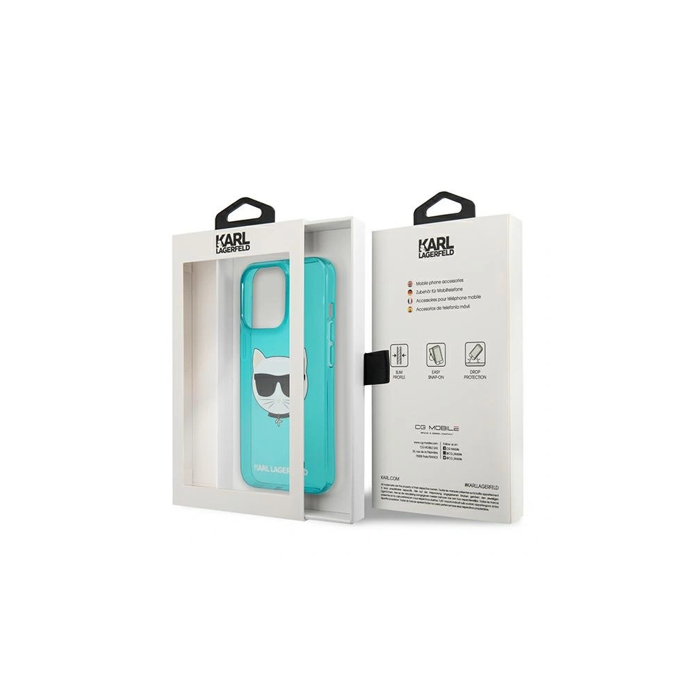 Etui Karl Lagerfeld KLHCP13XCHTRB Apple iPhone 13 Pro Max niebieski/blue hardcase Glitter Choupette Fluo