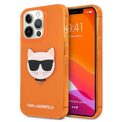Kup Etui Karl Lagerfeld KLHCP13XCHTRO Apple iPhone 13 Pro Max portocaliu/orange hardcase Glitter Choupette Fluo - KLD691ORG - {ean13} - Sklep Home Screen