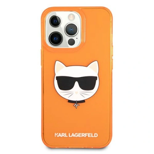 Kup Etui Karl Lagerfeld KLHCP13XCHTRO Apple iPhone 13 Pro Max pomarańczowy/orange hardcase Glitter Choupette Fluo - KLD691ORG - {ean13} - Sklep Home Screen