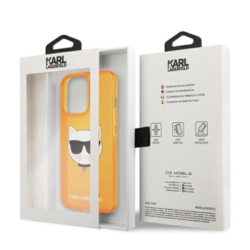 Kup Etui Karl Lagerfeld KLHCP13XCHTRO Apple iPhone 13 Pro Max pomarańczowy/orange hardcase Glitter Choupette Fluo - KLD691ORG - {ean13} - Sklep Home Screen