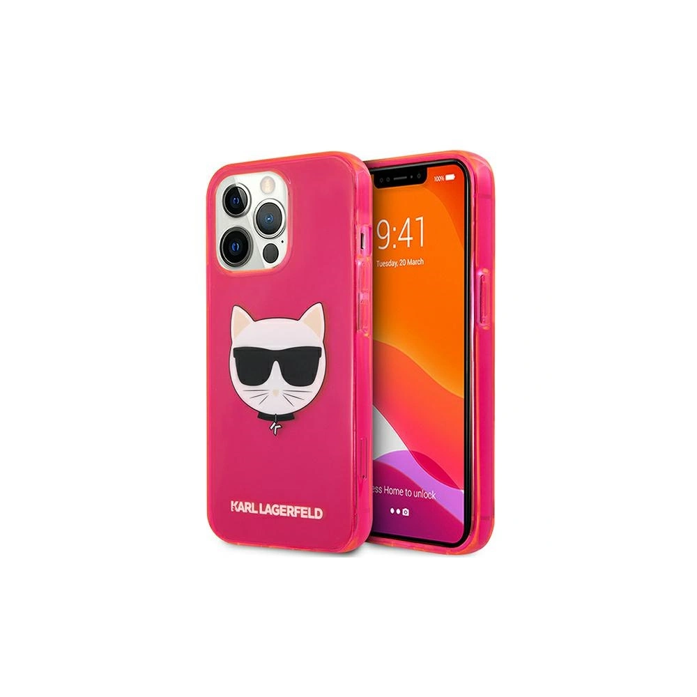 Etui Karl Lagerfeld KLHCP13XCHTRP Apple iPhone 13 Pro Max różowy/pink hardcase Glitter Choupette Fluo