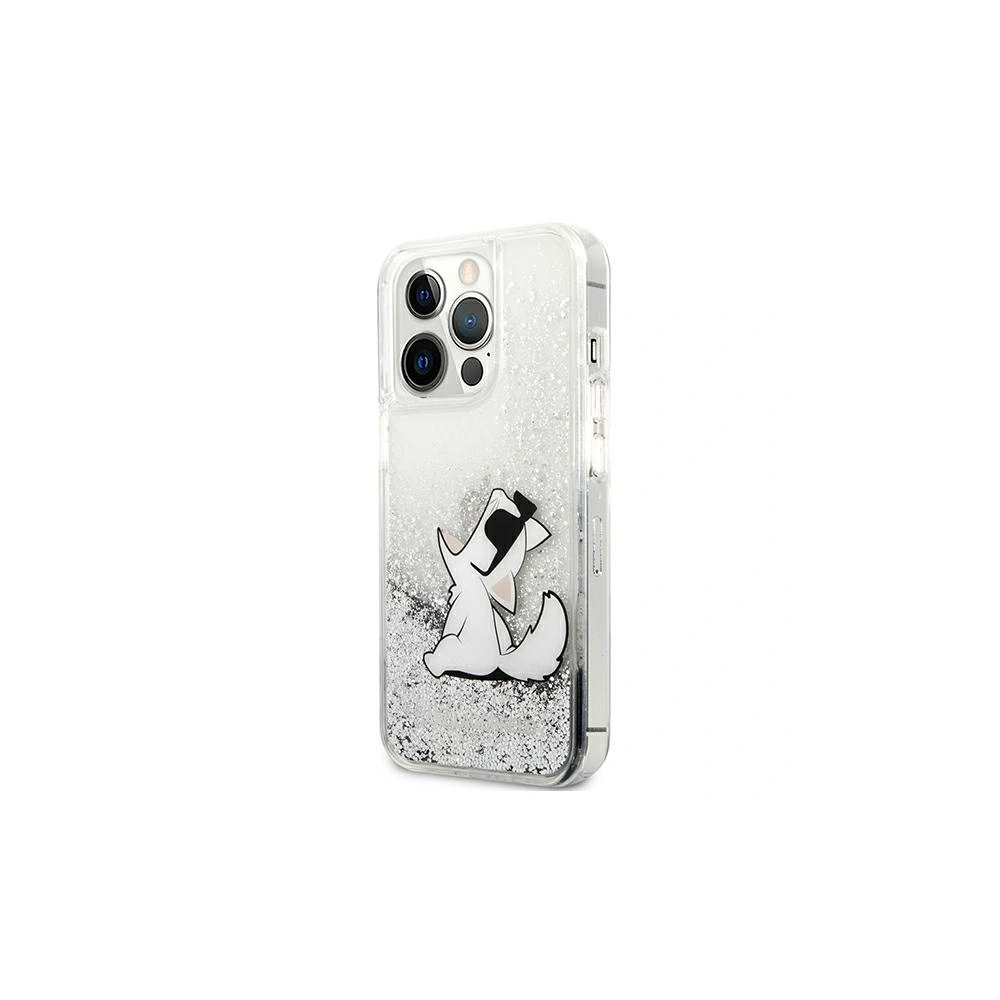 Etui Karl Lagerfeld KLHCP13XGCFS Apple iPhone 13 Pro Max srebrny/silver hardcase Liquid Glitter Choupette Fun