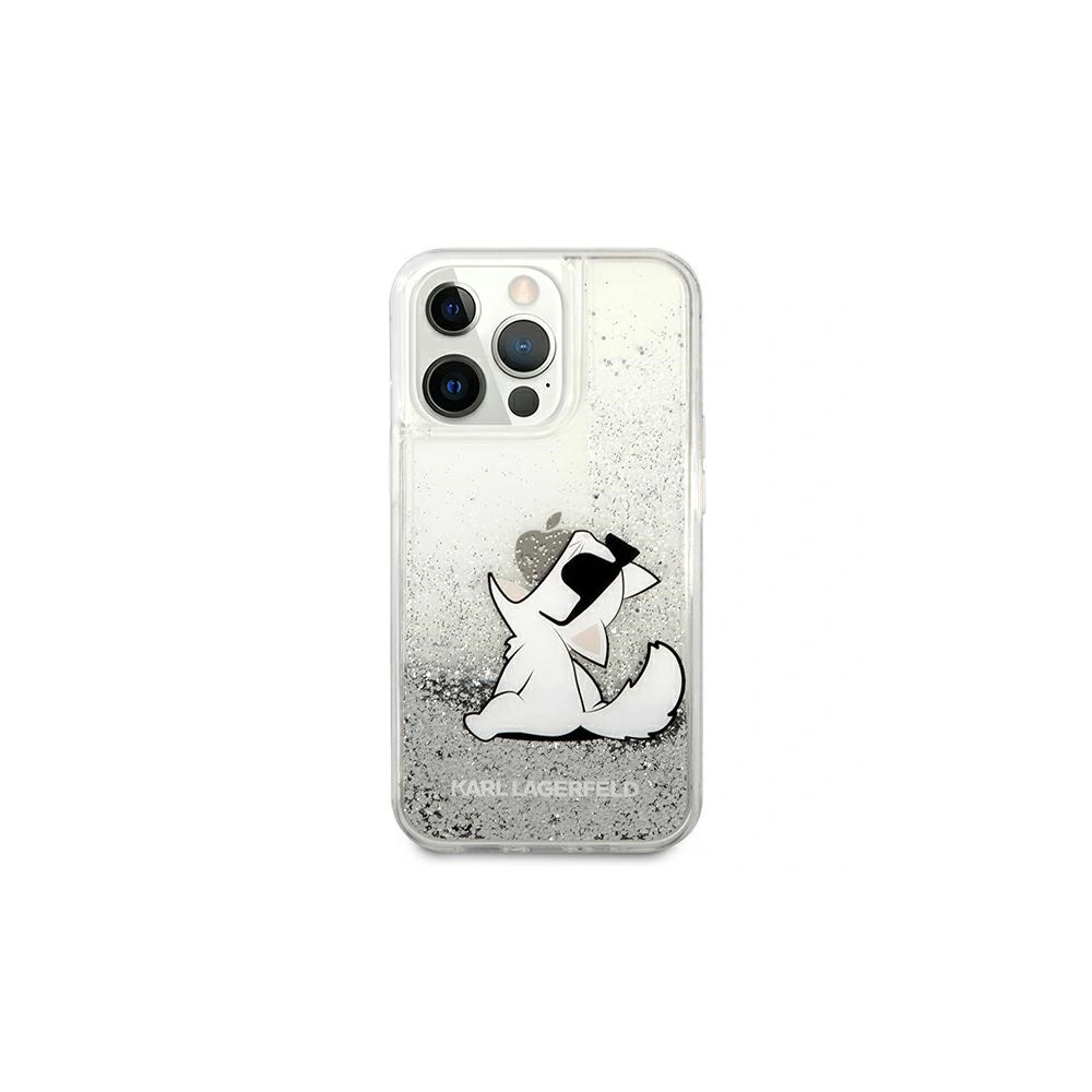 Etui Karl Lagerfeld KLHCP13XGCFS Apple iPhone 13 Pro Max srebrny/silver hardcase Liquid Glitter Choupette Fun