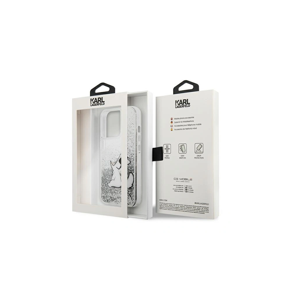 Etui Karl Lagerfeld KLHCP13XGCFS Apple iPhone 13 Pro Max srebrny/silver hardcase Liquid Glitter Choupette Fun