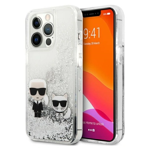 Kup Etui Karl Lagerfeld KLHCP13XGKCS Apple iPhone 13 Pro Max stříbrný/silver hardcase Liquid Glitter Karl&Choupette - KLD694SLV - {ean13} - Sklep Home Screen