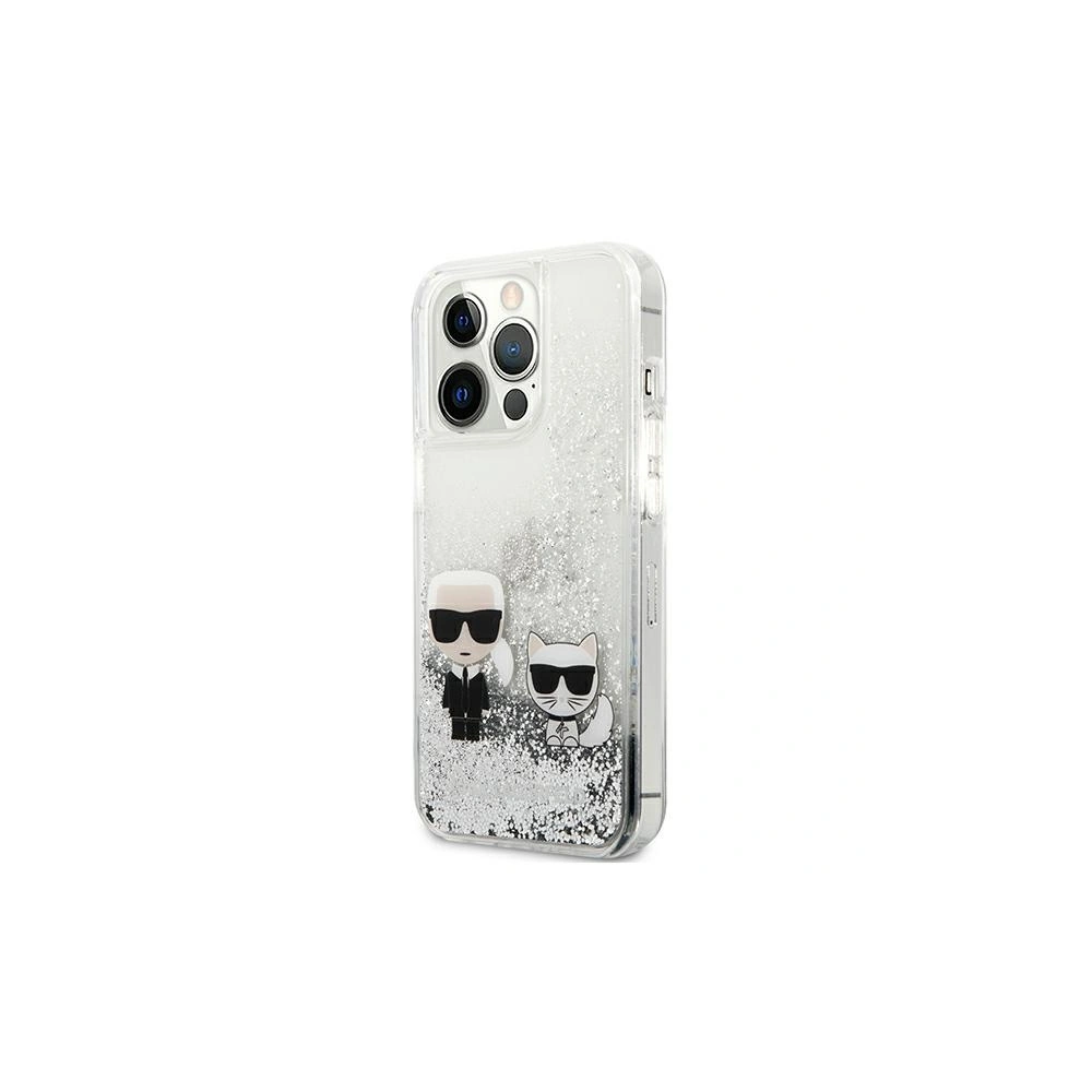 Etui Karl Lagerfeld KLHCP13XGKCS Apple iPhone 13 Pro Max srebrny/silver hardcase Liquid Glitter Karl&Choupette