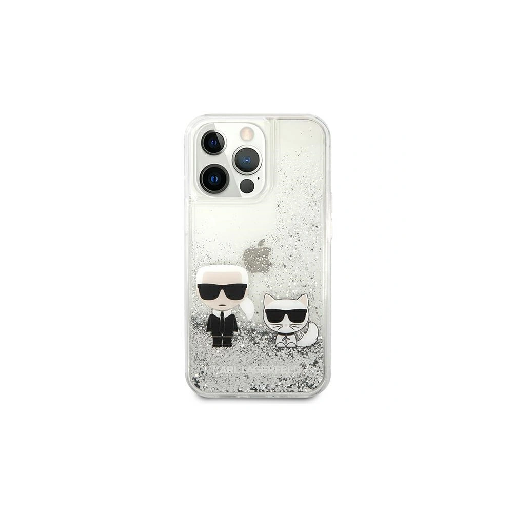 Etui Karl Lagerfeld KLHCP13XGKCS Apple iPhone 13 Pro Max srebrny/silver hardcase Liquid Glitter Karl&Choupette