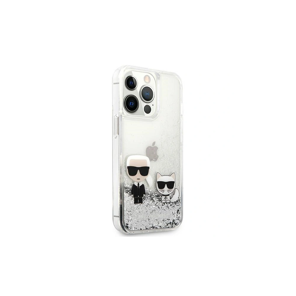Etui Karl Lagerfeld KLHCP13XGKCS Apple iPhone 13 Pro Max srebrny/silver hardcase Liquid Glitter Karl&Choupette