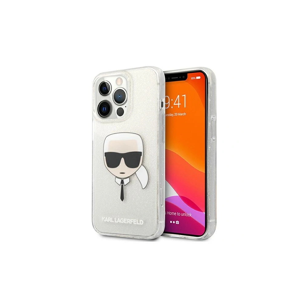 Etui Karl Lagerfeld KLHCP13XKHTUGLS Apple iPhone 13 Pro Max srebrny/silver hardcase Glitter Karl`s Head