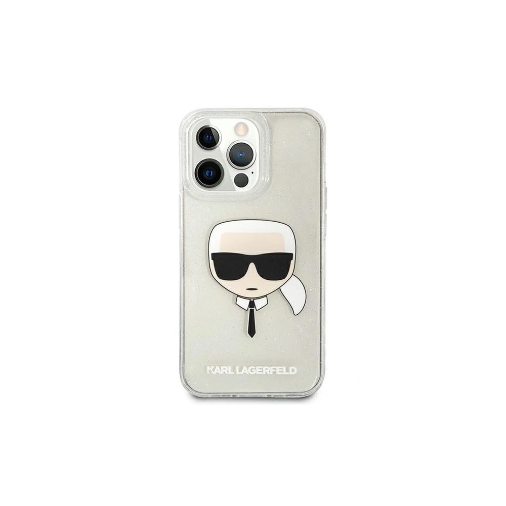 Etui Karl Lagerfeld KLHCP13XKHTUGLS Apple iPhone 13 Pro Max srebrny/silver hardcase Glitter Karl`s Head