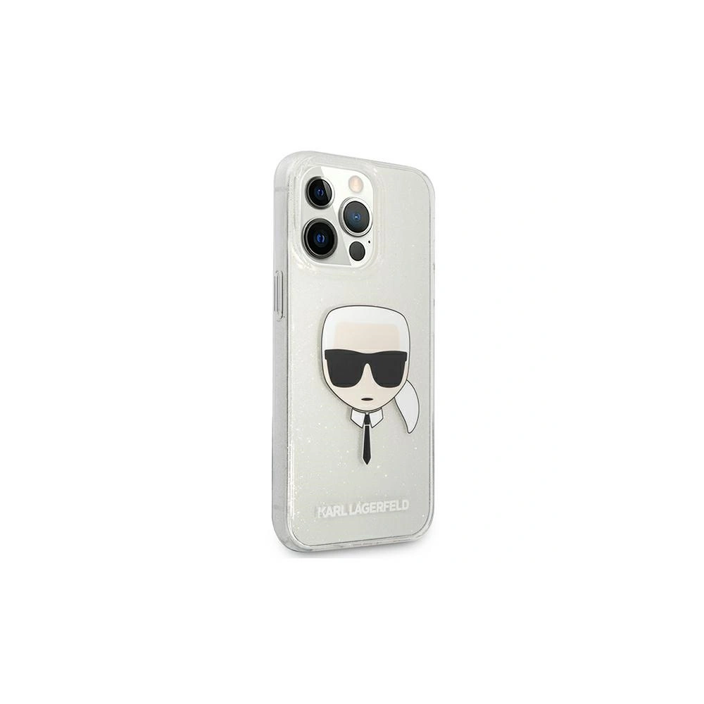 Etui Karl Lagerfeld KLHCP13XKHTUGLS Apple iPhone 13 Pro Max srebrny/silver hardcase Glitter Karl`s Head