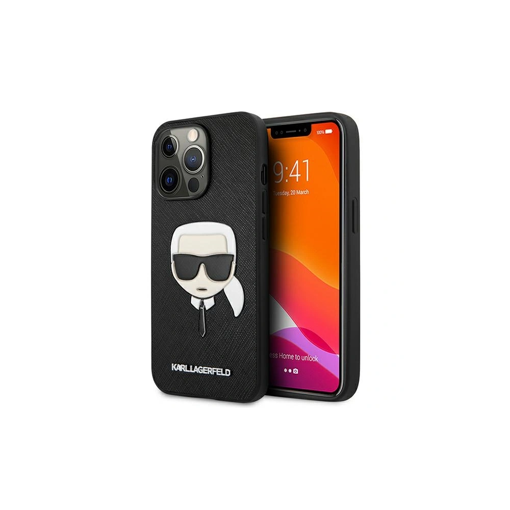 Etui Karl Lagerfeld KLHCP13XSAKHBK Apple iPhone 13 Pro Max czarny/black hardcase Saffiano Ikonik Karl`s Head