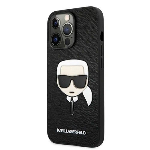 Buy Karl Lagerfeld KLHCP13XSAKHBK Apple iPhone 13 Pro Max black hardcase Saffiano Ikonik Karl`s Head - KLD696BLK - {ean13} - Home Screen Store Europe