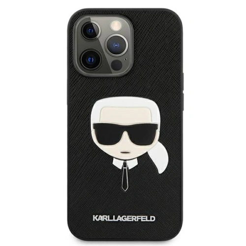 Buy Karl Lagerfeld KLHCP13XSAKHBK Apple iPhone 13 Pro Max black hardcase Saffiano Ikonik Karl`s Head - KLD696BLK - {ean13} - Home Screen Store Europe