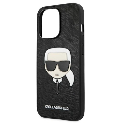 Buy Karl Lagerfeld KLHCP13XSAKHBK Apple iPhone 13 Pro Max black hardcase Saffiano Ikonik Karl`s Head - KLD696BLK - {ean13} - Home Screen Store Europe