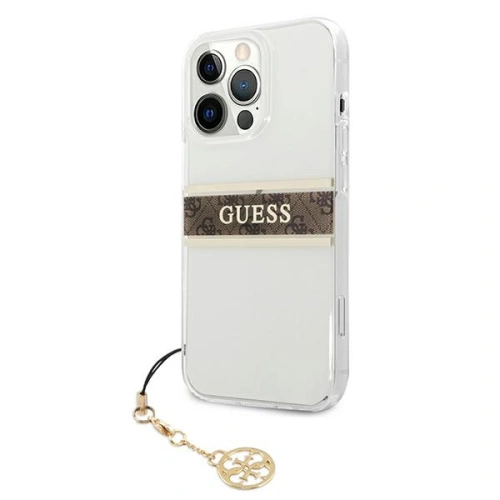 Buy Guess GUHCP13XKB4GBR Apple iPhone 13 Pro Max Transparent hardcase 4G Brown Strap Charm - GUE1342CL - {ean13} - Home Screen Store Europe