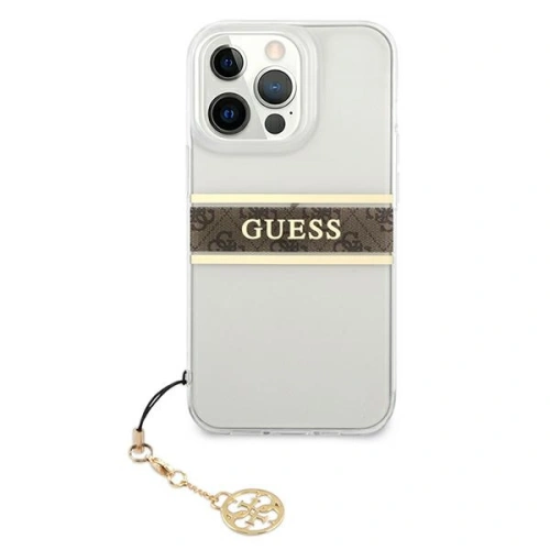 Buy Guess GUHCP13XKB4GBR Apple iPhone 13 Pro Max Transparent hardcase 4G Brown Strap Charm - GUE1342CL - {ean13} - Home Screen Store Europe