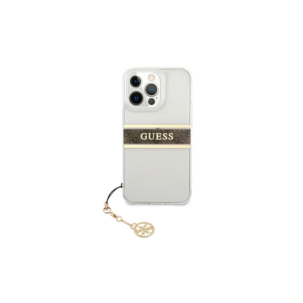 Etui Guess GUHCP13XKB4GBR Apple iPhone 13 Pro Max Transparent hardcase 4G Brown Strap Charm