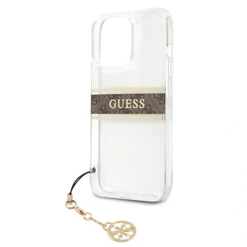 Buy Guess GUHCP13XKB4GBR Apple iPhone 13 Pro Max Transparent hardcase 4G Brown Strap Charm - GUE1342CL - {ean13} - Home Screen Store Europe