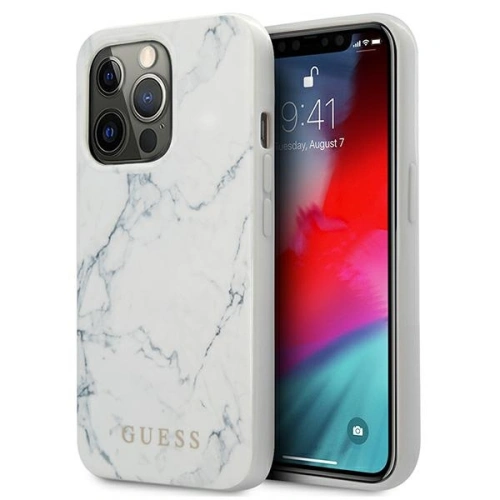 Kup Etui Guess GUHCP13XPCUMAWH Apple iPhone 13 Pro Max biały/white hardcase Marble - GUE1348WHT - {ean13} - Sklep Home Screen