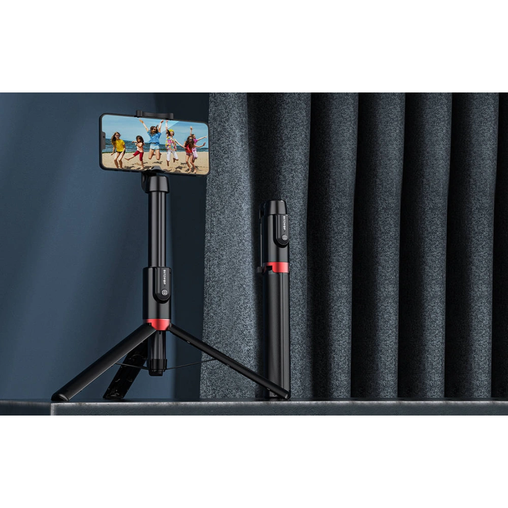 Selfie stick, statyw Bluetooth BlitzWolf BW-BS10 Plus do smartfonów (czarny)