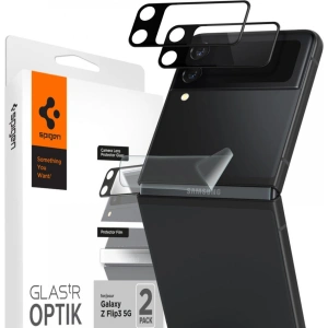 Kup Szkło hartowane na aparat Spigen Optik Camera Lens + Folia Hinge Film Samsung Galaxy Z Flip 3 Black [2+2 PACK] - SPN1916 - {ean13} - Sklep Home Screen