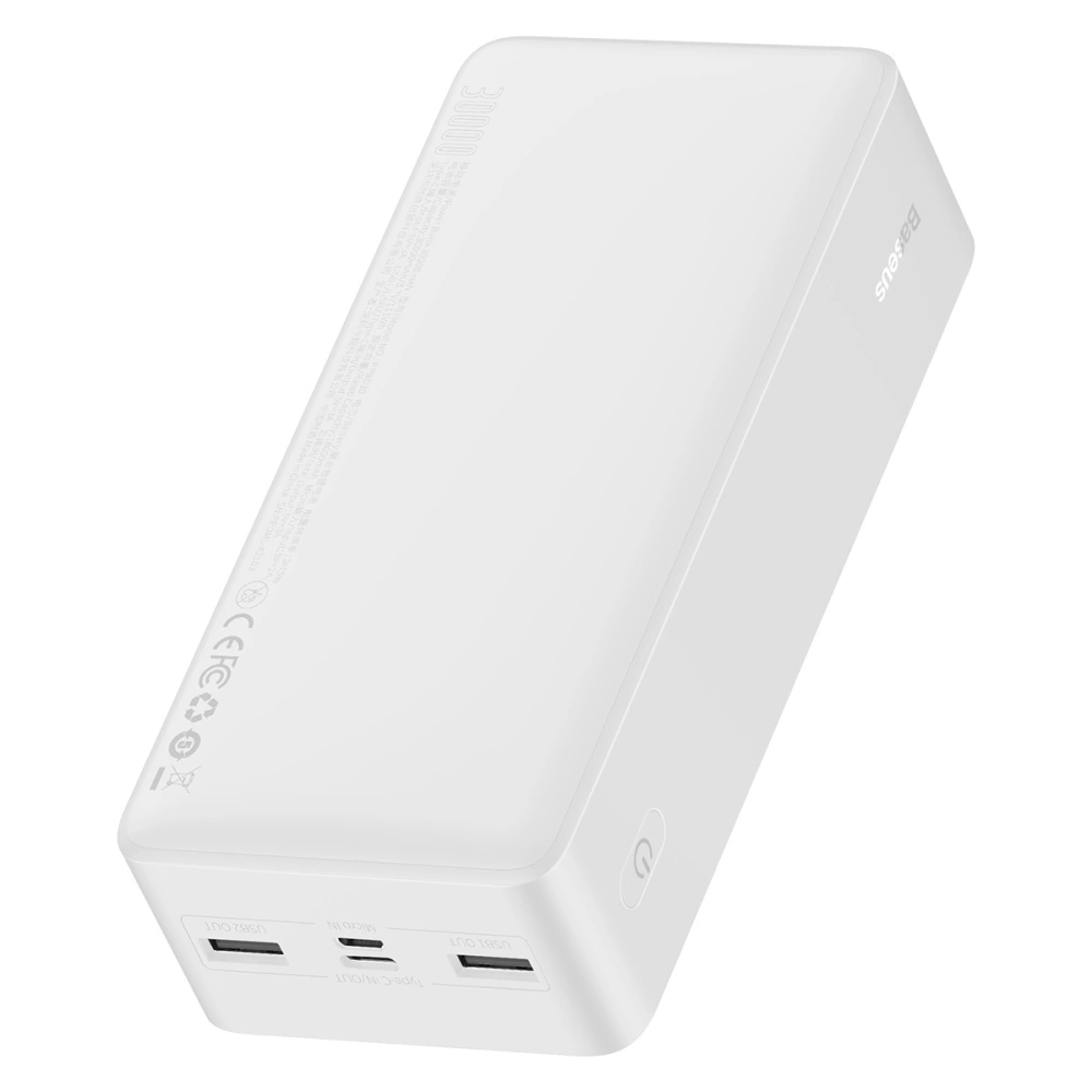 PowerBank Baseus Bipow 30000mAh, 2xUSB, USB-C, 15W (biały)