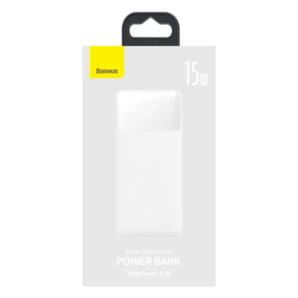 PowerBank Baseus Bipow 30000mAh, 2xUSB, USB-C, 15W (biały)