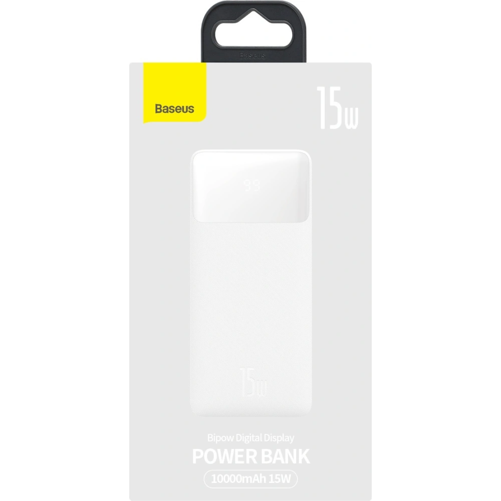 PowerBank Baseus Bipow 10000mAh, 2xUSB, USB-C, 15W (biały)
