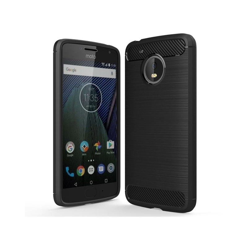 Etui HS Case SOLID TPU Moto G5 Plus Black + Szkło