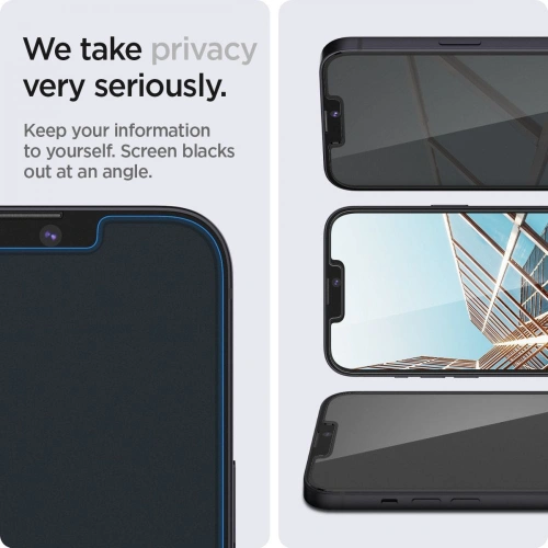 Kup Gehärtetes Glas Spigen GLAS.tR ez Fit Apple iPhone 14/13/13 Pro Privacy [2 PACK] - SPN1937 - {ean13} - Sklep Home Screen