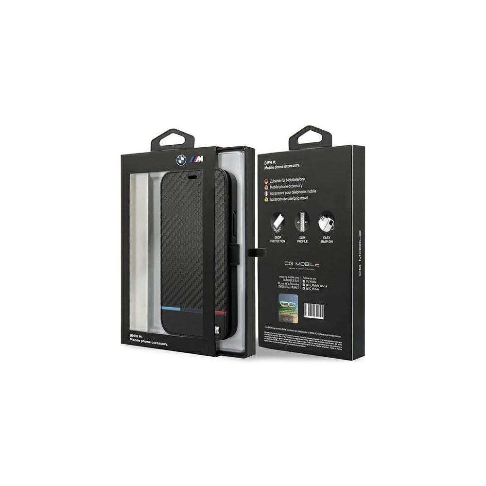 Etui BMW BMBKP13LPUCARTCBK Apple iPhone 13 Pro czarny/black bookcase M Collection PU Carbon Stripe
