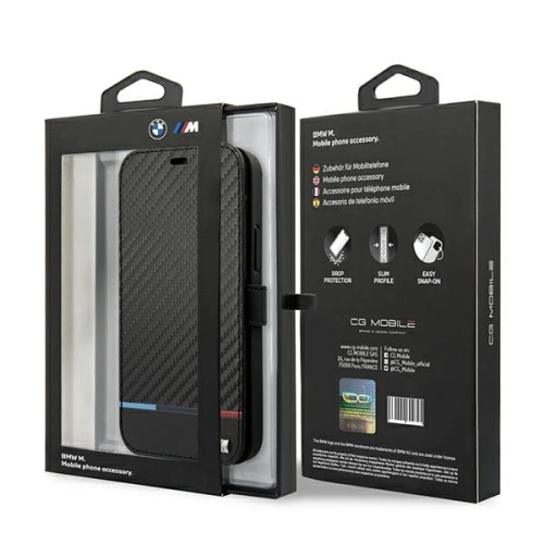 Kup Etui BMW BMBKP13MPUCARTCBK Apple iPhone 13 negru/black bookcase M Collection PU Carbon Stripe - BMW226BLK - {ean13} - Sklep Home Screen