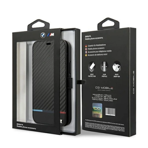 Kup Etui BMW BMBKP13XPUCARTCBK Apple iPhone 13 Pro Max negru/black bookcase M Collection PU Carbon Stripe - BMW228BLK - {ean13} - Sklep Home Screen