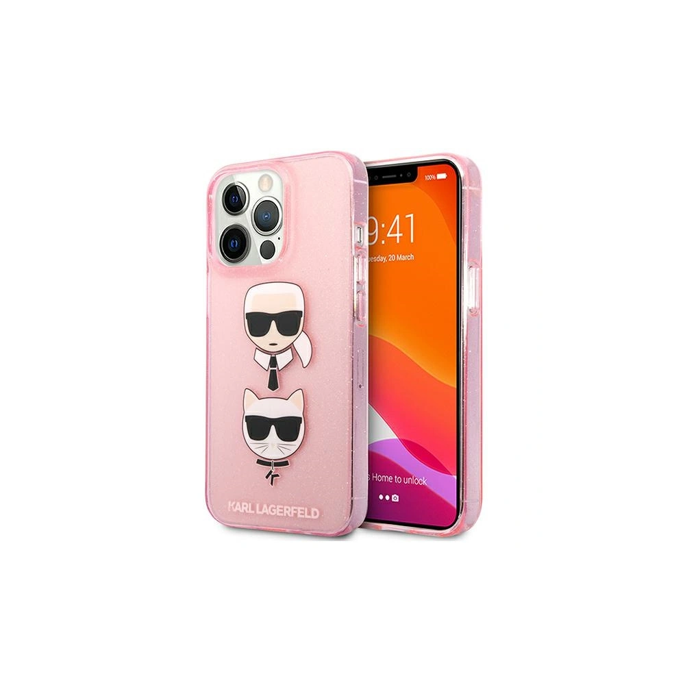 Etui Karl Lagerfeld KLHCP13LKCTUGLP Apple iPhone 13 Pro różowy/pink hardcase Glitter Karl`s & Choupette