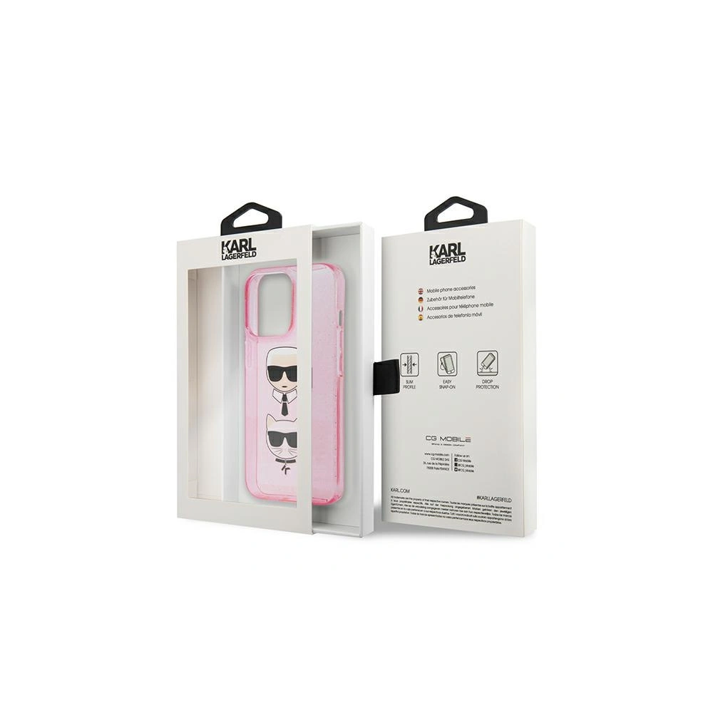 Etui Karl Lagerfeld KLHCP13LKCTUGLP Apple iPhone 13 Pro różowy/pink hardcase Glitter Karl`s & Choupette