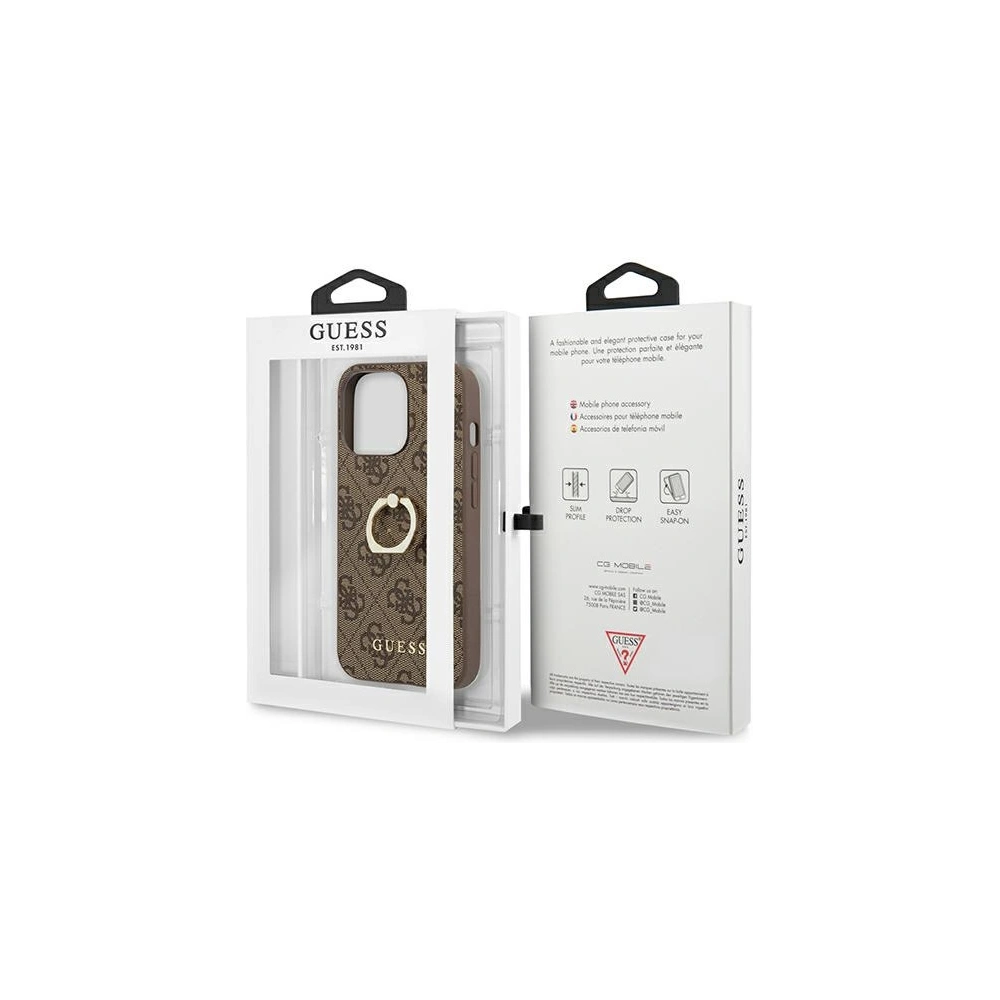 Etui Guess GUHCP13L4GMRBR Apple iPhone 13 Pro brązowy/brown hardcase 4G with ring stand