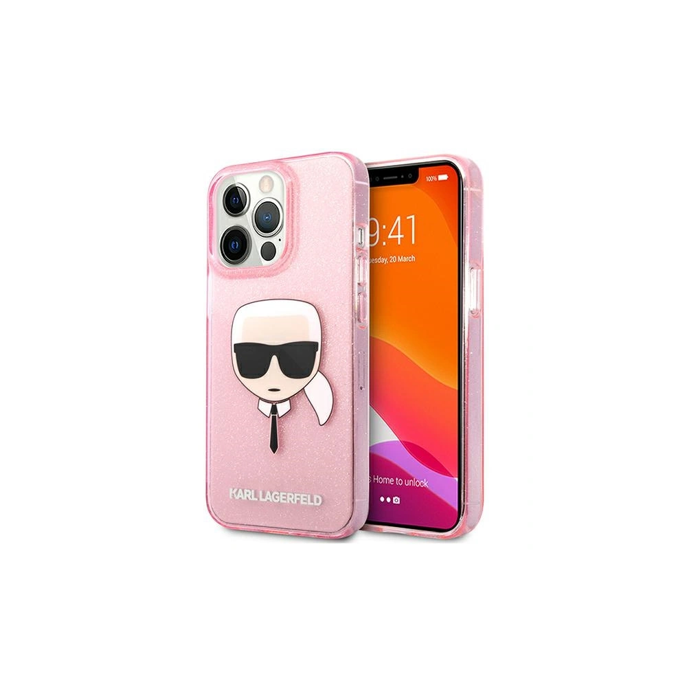 Etui Karl Lagerfeld KLHCP13LKHTUGLP Apple iPhone 13 Pro różowy/pink hardcase Glitter Karl`s Head