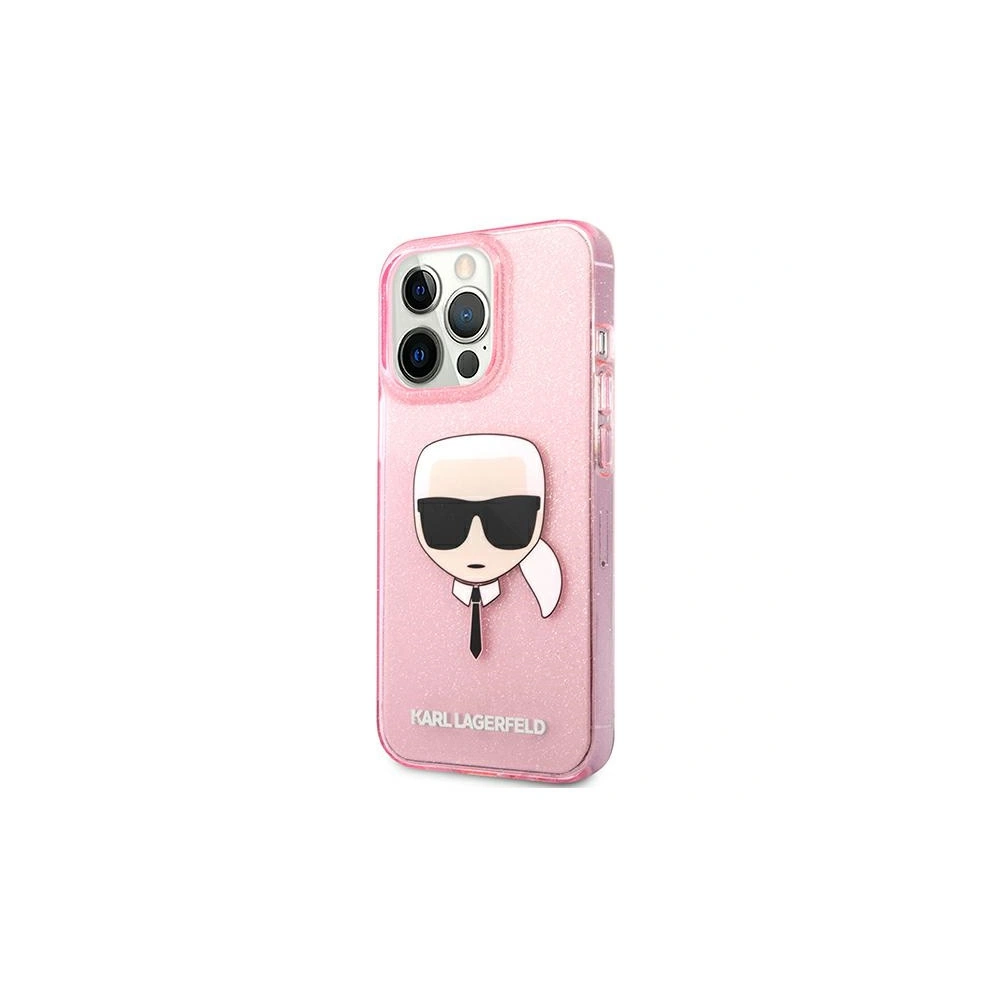 Etui Karl Lagerfeld KLHCP13LKHTUGLP Apple iPhone 13 Pro różowy/pink hardcase Glitter Karl`s Head
