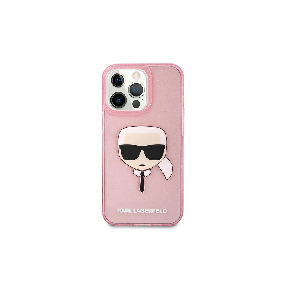 Etui Karl Lagerfeld KLHCP13LKHTUGLP Apple iPhone 13 Pro różowy/pink hardcase Glitter Karl`s Head