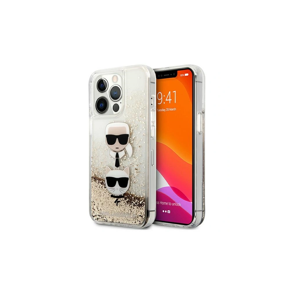Etui Karl Lagerfeld KLHCP13LKICGLD Apple iPhone 13 Pro złoty/gold hardcase Liquid Glitter Karl&Choupette Head