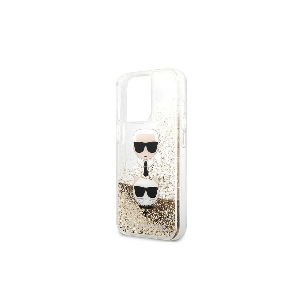 Etui Karl Lagerfeld KLHCP13LKICGLD Apple iPhone 13 Pro złoty/gold hardcase Liquid Glitter Karl&Choupette Head