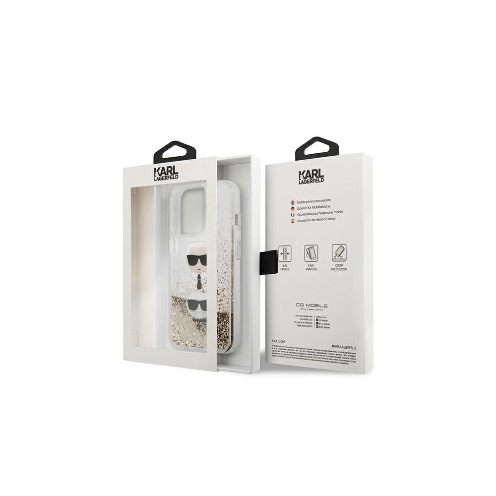 Etui Karl Lagerfeld KLHCP13LKICGLD Apple iPhone 13 Pro złoty/gold hardcase Liquid Glitter Karl&Choupette Head